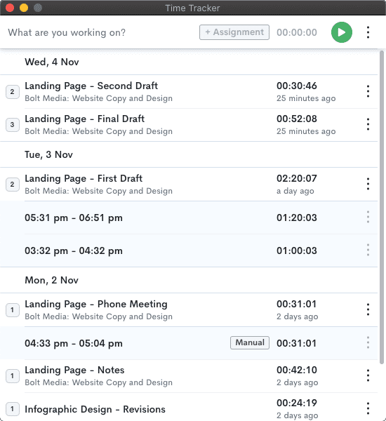 timetracker screenshot